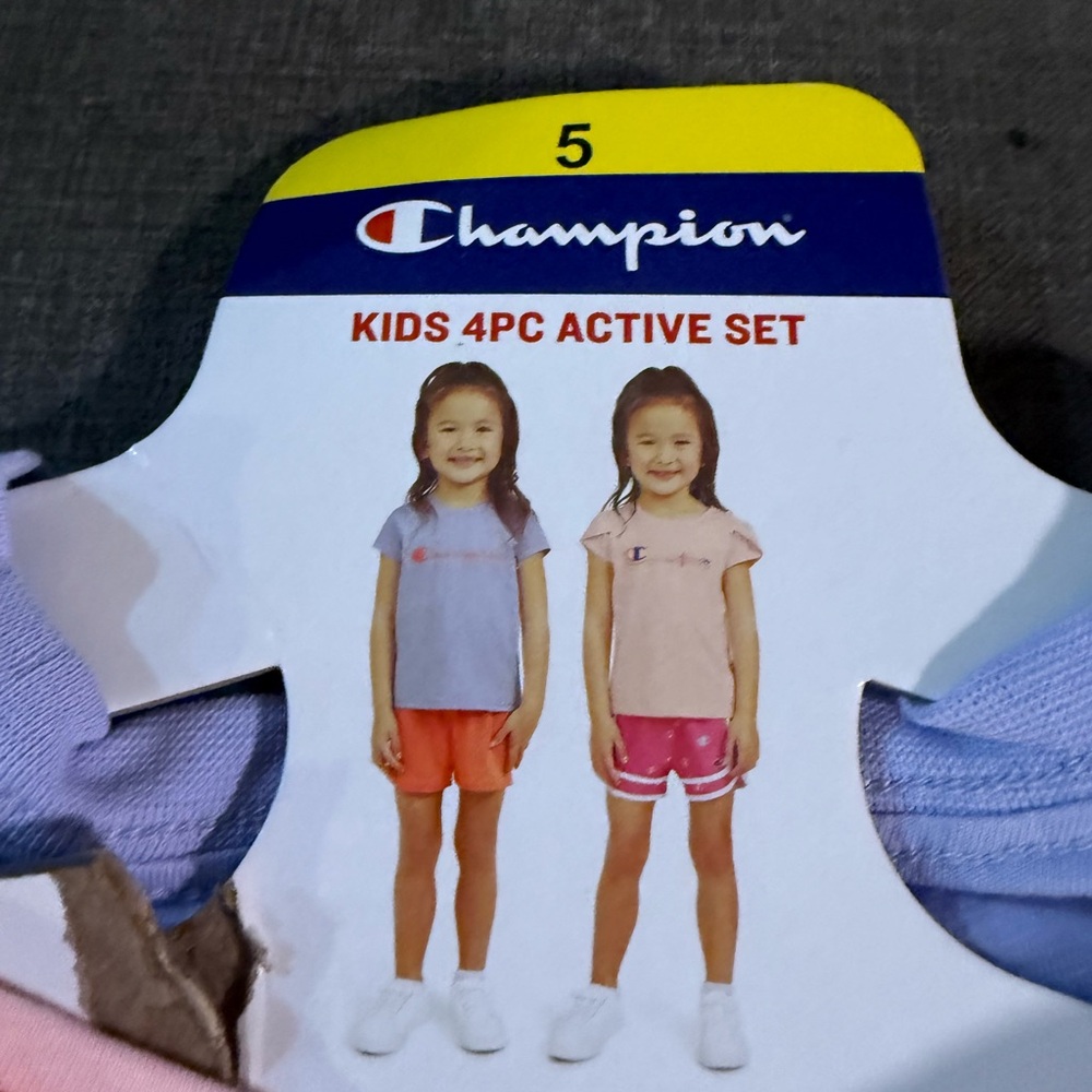 Champion Kids' 4pc Active Set in Purple and Pink